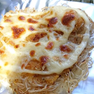 パリパリそうめんの味噌チーズ焼き＊